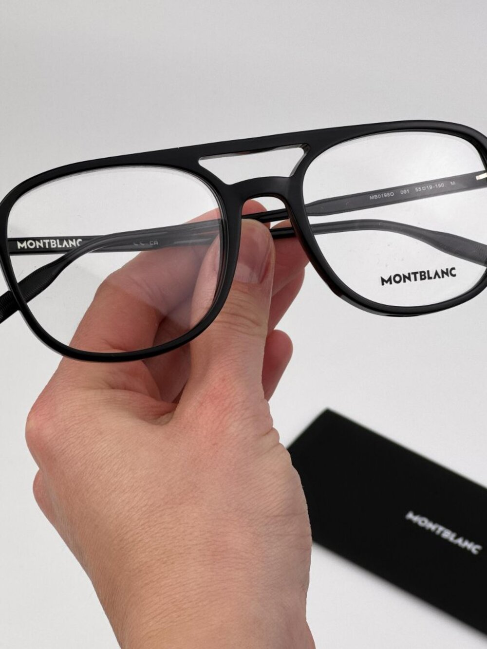 Montblanc Men Eyeglasses Black Pilot Frame | Model MB0198O 001